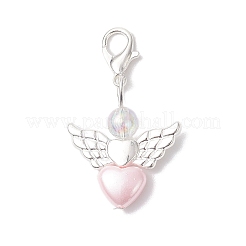 Opaque Acrylic Heart Angel Pendant Decorations&nbsp;HJEW-JM04528