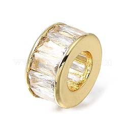 Brass Micro Pave Clear Cubic Zirconia European Style Large Hole Beads&nbsp;KK-C262-16G