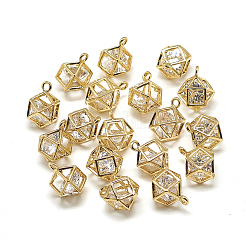 Brass Cubic Zirconia Charms&nbsp;X-KK-T032-033G