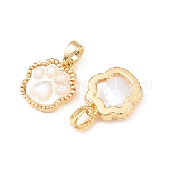 Natural White Shell Paw Print Charms&nbsp;KK-H524-17G