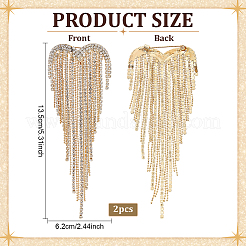 2Pcs Heart Tassel Alloy Rhinestone Lapel Pins for Clothes&nbsp;JEWB-NB0001-30G