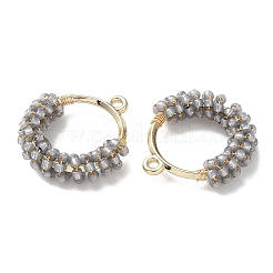 Brass Ring with Seed Beaded Pendants&nbsp;GLAA-K060-06G-04