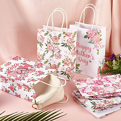 10Pcs 5 Styles Happy Mother's Day Flower Printed Paper Packing Tote Bags&nbsp;CARB-TA0001-19