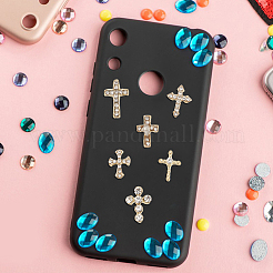 48Pcs 6 Styles Alloy Rhinestone Cross Cabochons&nbsp;DIY-GO0002-01