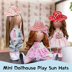 15Pcs 15 Colors Polyester & EVA & Velvet Tartan Pattern Doll Hat&nbsp;DOLL-GA0001-32