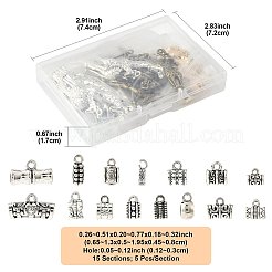 75Pcs 15 Styles Tibetan Style Alloy Tube Bails&nbsp;FIND-FS0004-50
