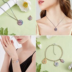 16Pcs 8 Style Eye Theme 304 Stainless Steel Rhinestone Pendants&nbsp;STAS-SZ0002-85MC