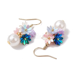 Flower ABS Plastic Imitation Pearl Dangle Earrings&nbsp;EJEW-JE06376