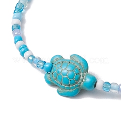 Glass with Dyed Synthetic Turquoise Beaded Stretch Bracelets&nbsp;BJEW-JB11031-02