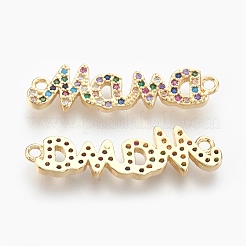 Brass Micro Pave Cubic Zirconia Links&nbsp;ZIRC-G148-10G