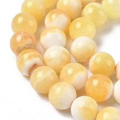 Natural Yellow Jade Beads Strands&nbsp;G-F818-A03-14mm