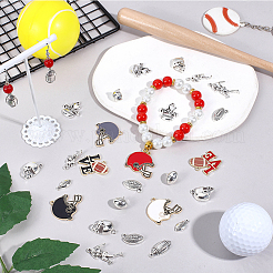 52Pcs 14 Styles Rugby Theme Alloy Enamel Pendants&nbsp;FIND-SC0021-58