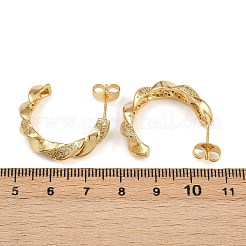 Brass Micro Pave Clear Cubic Zirconia Twist Stud Earrings&nbsp;EJEW-L275-16G-01