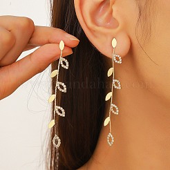 Cubic Zirconia Chains Tassel Earrings&nbsp;EJEW-P236-05G