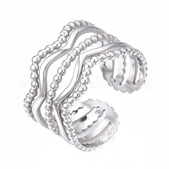 Non-Tarnish 304 Stainless Steel Wave Open Cuff Ring&nbsp;RJEW-T023-34P