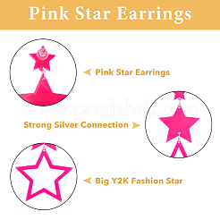 6 Pairs 6 Style Fashion Star Acrylic Dangle Stud Earrings with 316 Stainless Steel Pins for Women&nbsp;EJEW-FI0002-52