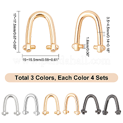 12 Sets 3 Colors Alloy Bag Side U Ring Hook&nbsp;DIY-WR0001-87