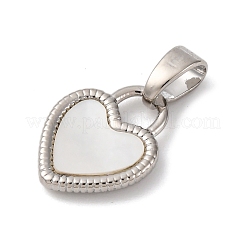 Brass Pave Natural White Shell Heart Charms&nbsp;KK-P308-04P