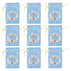 Flower Thank You Polyester Satin Storage Drawstring Bags&nbsp;ABAG-TAC0005-09C