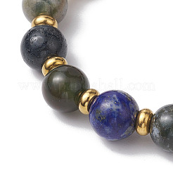 10mm Round Natural Indian Agate Beaded Stretch Bracelets for Women&nbsp;BJEW-JB10628