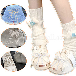8Pcs 4 Styles Bowknot Glass Pearl & Plastic Shoes Charms&nbsp;HJEW-GO00089