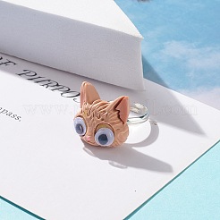 Resin 3D Mixed Animal Adjustable Rings&nbsp;RJEW-JR00428-M