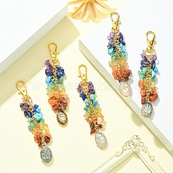 Chakra Gemstone Chips Pendant Decorations&nbsp;HJEW-JM01201
