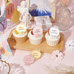 21Pcs 3 Colors Birthday Theme Mirror Effect Acrylic Birthday Cupcake Insert Card Decoration&nbsp;AJEW-SP0001-74