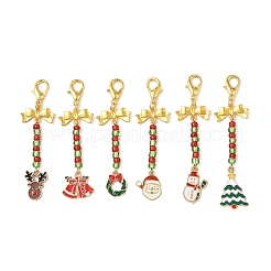 Christmas Theme Alloy Enamel Pendant Decorations&nbsp;HJEW-JM04049-01