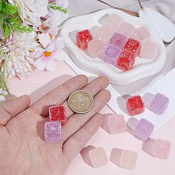 20Pcs 4 Colors Drusy Cube Resin Rhinestone Beads&nbsp;RESI-PA0001-43A