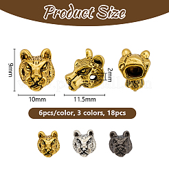 18Pcs 3 Colors Tibetan Style Alloy Beads&nbsp;FIND-OC0013-62