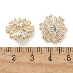 Rack Plating Brass Micro Pave Clear Cubic Zirconia Buttons&nbsp;KK-K293-14G