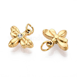 304 Stainless Steel Rhinestone Charms Ion Plating(IP)&nbsp;STAS-N115-03G
