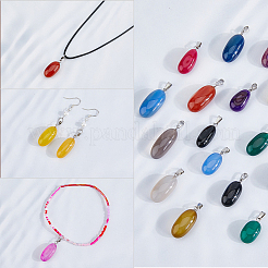 20Pcs 10 Colors Natural Agate Dyed Pendants&nbsp;G-FH0002-43