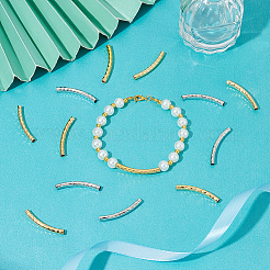 60Pcs 2 Colors Brass Curved Tube Beads&nbsp;KK-UN0004-25