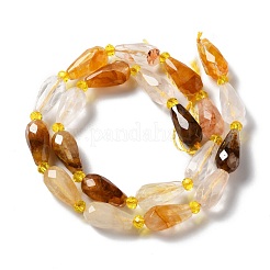 Natural Yellow Hematoid Quartz/Golden Healer Quartz Beads Strands&nbsp;G-B028-A08