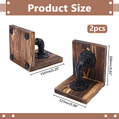 Wood Bookends with Realistic Industrial Pipe&nbsp;DIY-WR0005-45