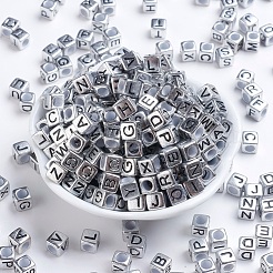 Antique Silver Plated Large Hole Acrylic European Beads&nbsp;PACR-Q099-01