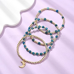 4Pcs 4 Styles Adjustable Natural Apatite & Synthetic Hematite Bead Bracelets&nbsp;BJEW-JB14151-03