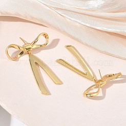 Bowknot Brass Stud Earrings for Women&nbsp;EJEW-A167-09G