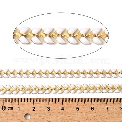 Brass Enamel Leaf Link Chains&nbsp;CHC-F021-02G-06