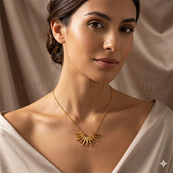 304 Stainless Steel Sun Pendant Necklaces&nbsp;WG29069-01