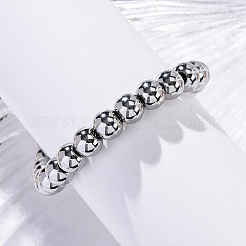 Non-Tarnish 202 Stainless Steel Round Beaded Bracelets for Men Women&nbsp;BJEW-D034-01P