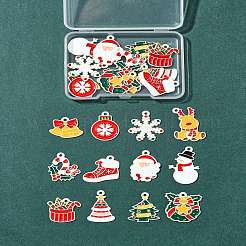 24Pcs 12 Styles Christmas Theme Spray Painted Alloy Enamel Pendants&nbsp;ENAM-FS0002-19P