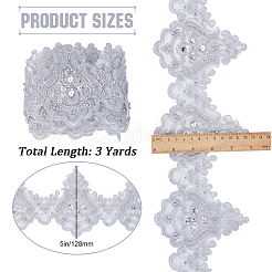 3 Yards Polyester Embroidery Flower Ribbon&nbsp;OCOR-WH20001-86A