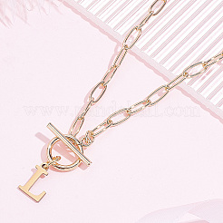 304 Stainless Steel Letter Pendant Necklaces&nbsp;NJEW-LP0001-52L-G