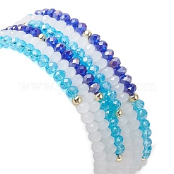 6Pcs 6 Style Glass & Lampwork Evil Eye & Hamsa Hand Beaded Stretch Bracelets Set&nbsp;BJEW-JB09415