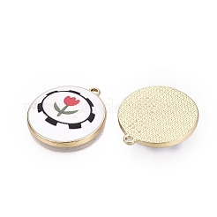Printed Alloy Enamel Pendants&nbsp;ENAM-N072-03KCG-04