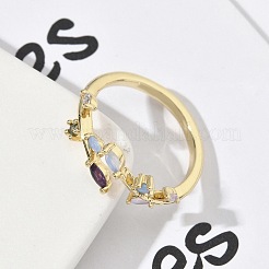 Brass Micro Pave Cubic Zirconia Cuff Rings&nbsp;RJEW-H256-02G