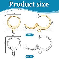 100Pcs 2 Styles 304 Stainless Steel Leverback Earring Findings&nbsp;STAS-PH0007-17